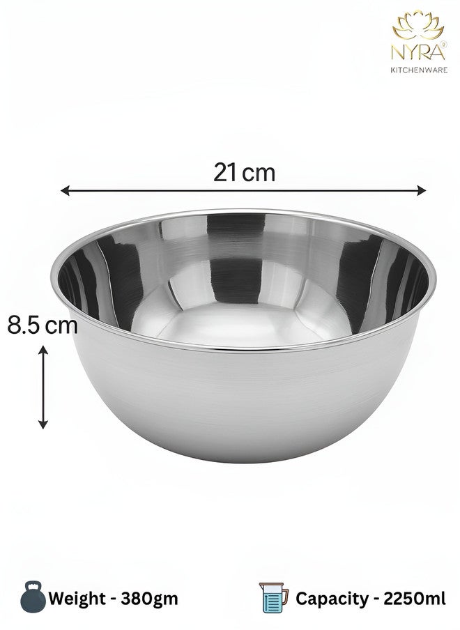 Nyra Kitchenware Silver-Toned Stainless Steel Smooth Surface Serving Bowl - 2.8 L - Image 3